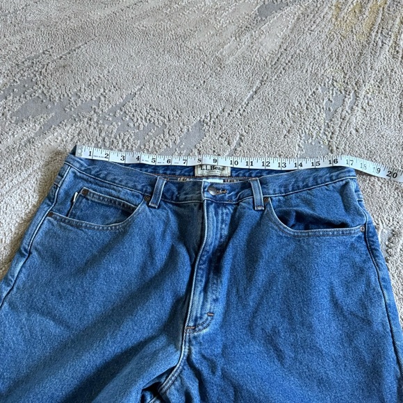 LL Bean jeans fleece lined plaid cotton classic fit 37 X 30 - Picture 4 of 9